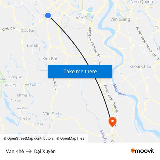 Văn Khê to Đại Xuyên map