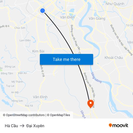 Hà Cầu to Đại Xuyên map