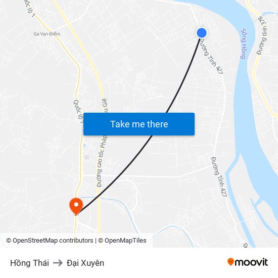 Hồng Thái to Đại Xuyên map