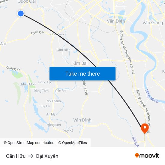 Cấn Hữu to Đại Xuyên map