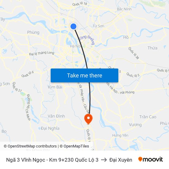 Ngã 3 Vĩnh Ngọc - Km 9+230 Quốc Lộ 3 to Đại Xuyên map