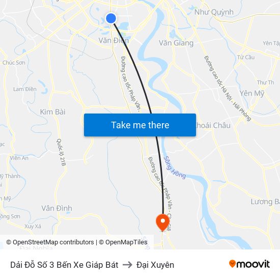 Dải Đỗ Số 3 Bến Xe Giáp Bát to Đại Xuyên map