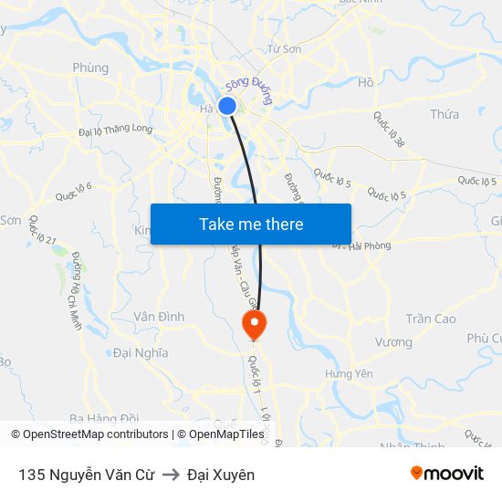 135 Nguyễn Văn Cừ to Đại Xuyên map