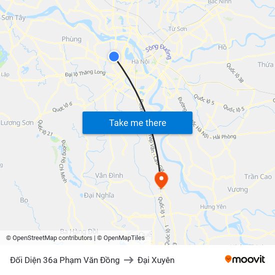Đối Diện 36a Phạm Văn Đồng to Đại Xuyên map