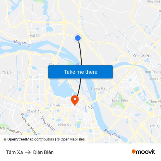 Tầm Xá to Điện Biên map