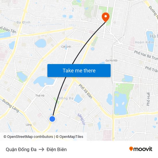 Quận Đống Đa to Điện Biên map