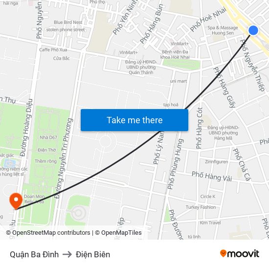 Quận Ba Đình to Điện Biên map