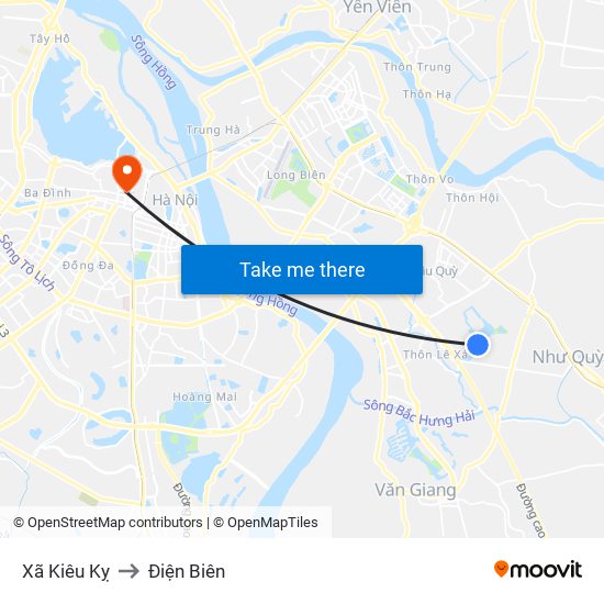 Xã Kiêu Kỵ to Điện Biên map