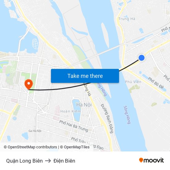 Quận Long Biên to Điện Biên map