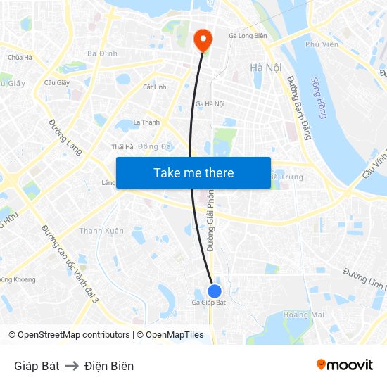 Giáp Bát to Điện Biên map