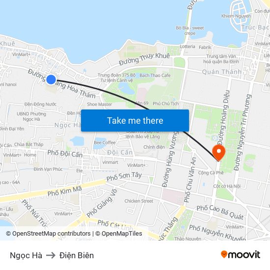 Ngọc Hà to Điện Biên map