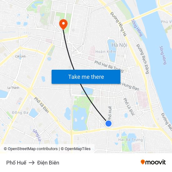 Phố Huế to Điện Biên map