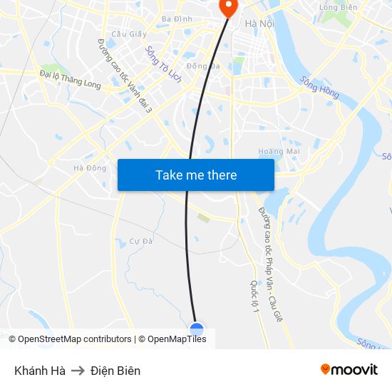 Khánh Hà to Điện Biên map