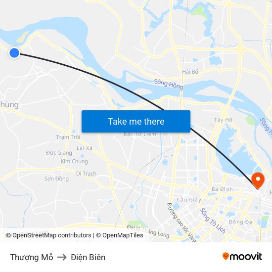 Thượng Mỗ to Điện Biên map