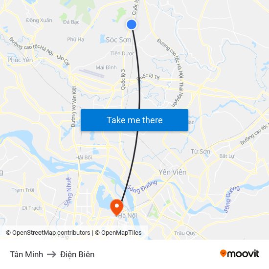 Tân Minh to Điện Biên map