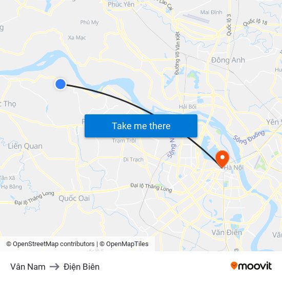 Vân Nam to Điện Biên map