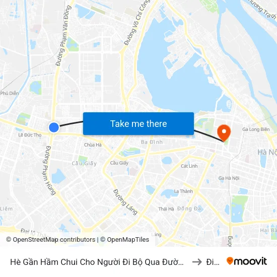 Hè Gần Hầm Chui Cho Người Đi Bộ Qua Đường Khu Vực Cầu Mai Dịch (Trước Cổng Trường Đhnn 70m) to Điện Biên map