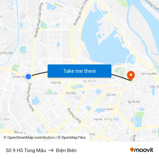 Số 9 Hồ Tùng Mậu to Điện Biên map