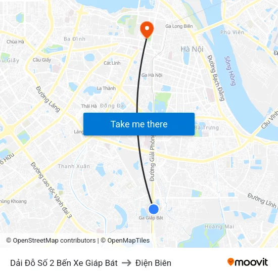 Dải Đỗ Số 2 Bến Xe Giáp Bát to Điện Biên map