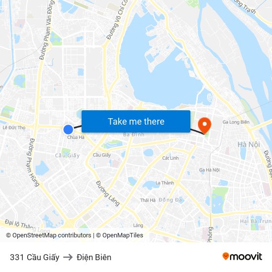 331 Cầu Giấy to Điện Biên map