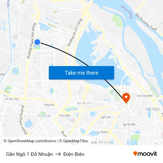 Gần Ngõ 1 Đỗ Nhuận to Điện Biên map
