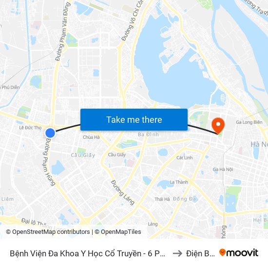 Bệnh Viện Đa Khoa Y Học Cổ Truyền - 6 Phạm Hùng to Điện Biên map