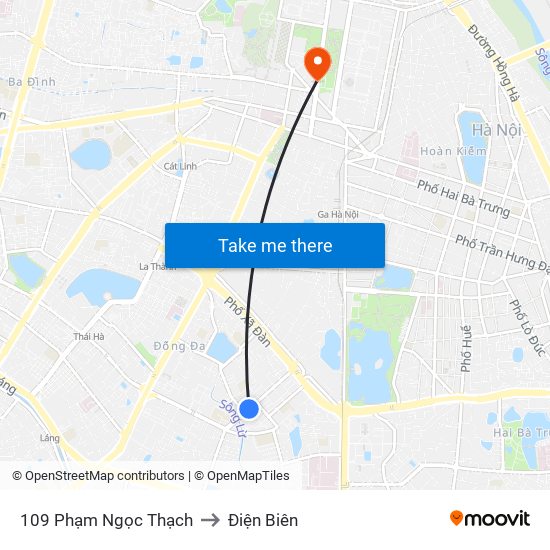 109 Phạm Ngọc Thạch to Điện Biên map