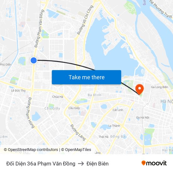 Đối Diện 36a Phạm Văn Đồng to Điện Biên map