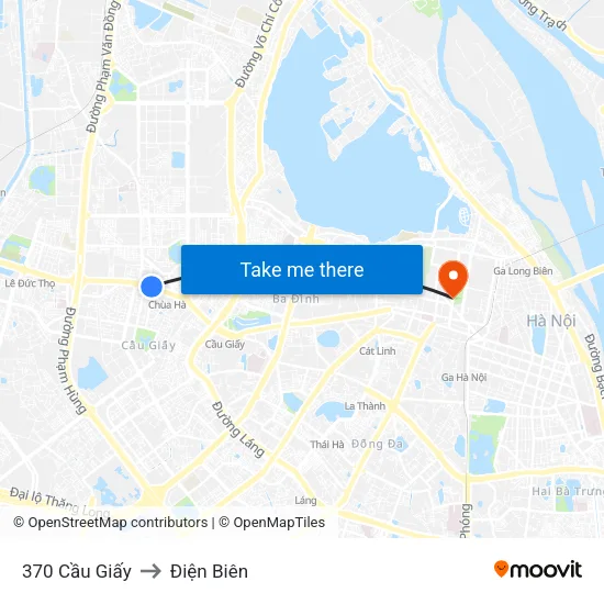 370 Cầu Giấy to Điện Biên map