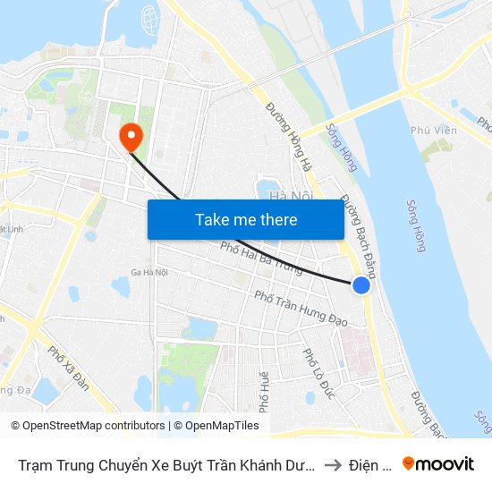 Trạm Trung Chuyển Xe Buýt Trần Khánh Dư (Khu Đón Khách) to Điện Biên map