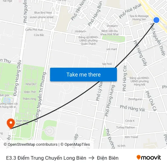 E3.3 Điểm Trung Chuyển Long Biên to Điện Biên map