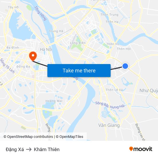 Đặng Xá to Khâm Thiên map