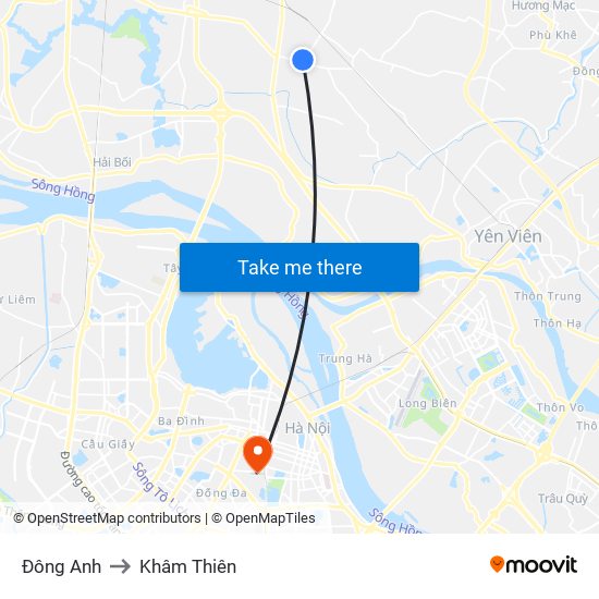 Đông Anh to Khâm Thiên map