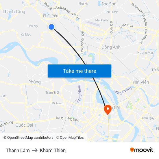 Thanh Lâm to Khâm Thiên map