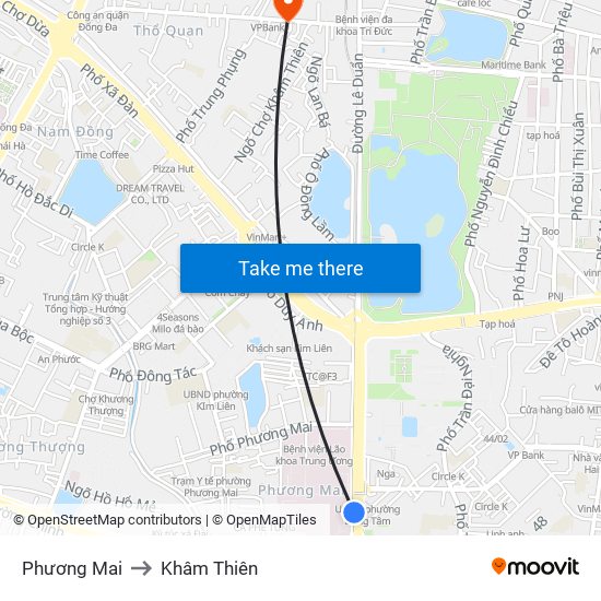 Phương Mai to Khâm Thiên map