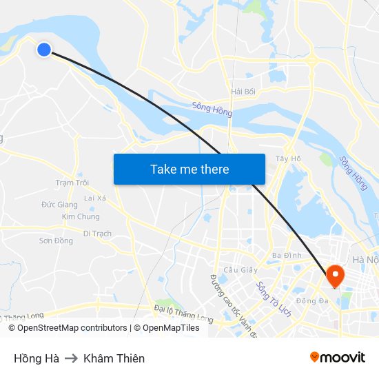 Hồng Hà to Khâm Thiên map