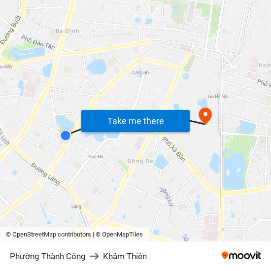 Phường Thành Công to Khâm Thiên map