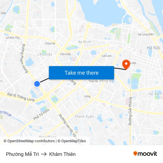 Phường Mễ Trì to Khâm Thiên map