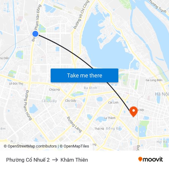 Phường Cổ Nhuế 2 to Khâm Thiên map