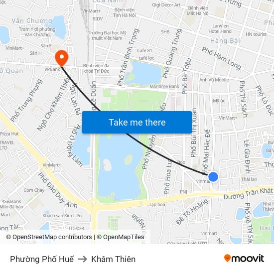 Phường Phố Huế to Khâm Thiên map