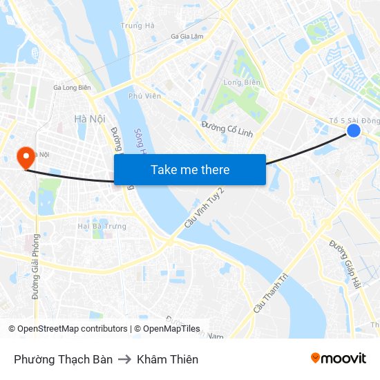 Phường Thạch Bàn to Khâm Thiên map