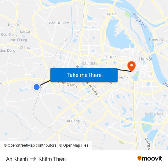 An Khánh to Khâm Thiên map