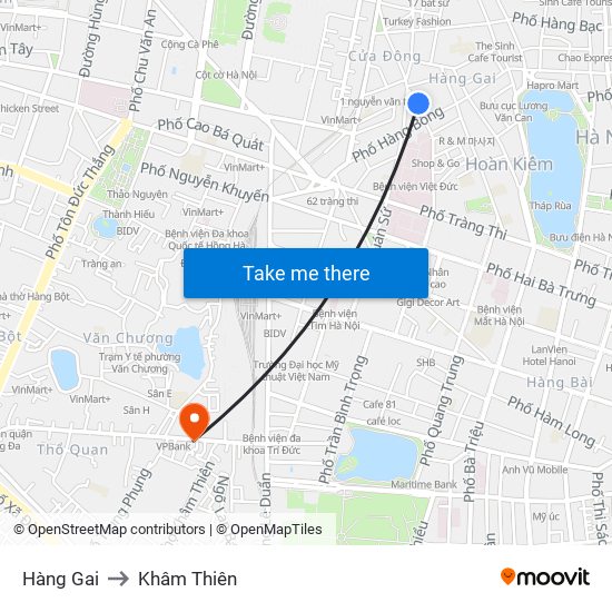 Hàng Gai to Khâm Thiên map