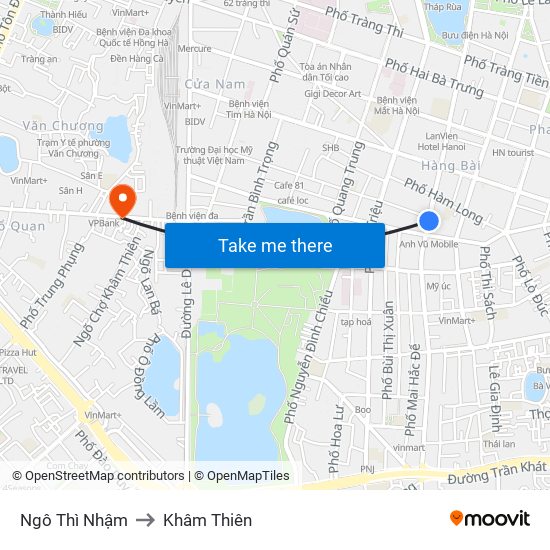 Ngô Thì Nhậm to Khâm Thiên map