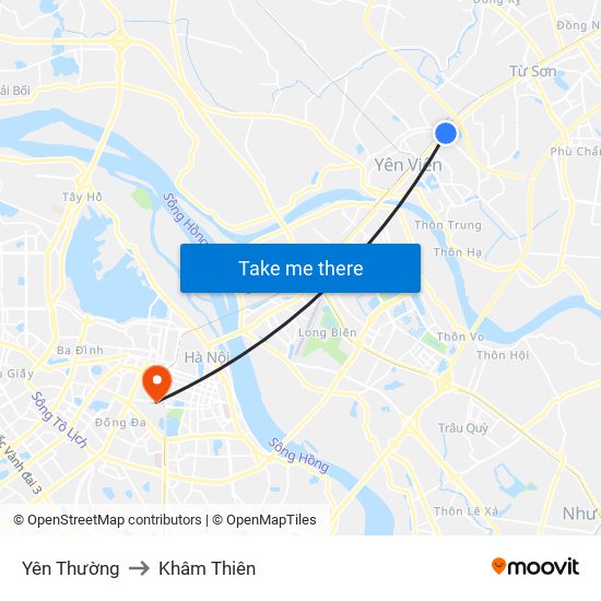 Yên Thường to Khâm Thiên map