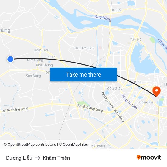 Dương Liễu to Khâm Thiên map