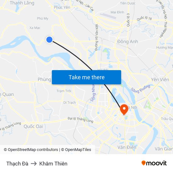 Thạch Đà to Khâm Thiên map