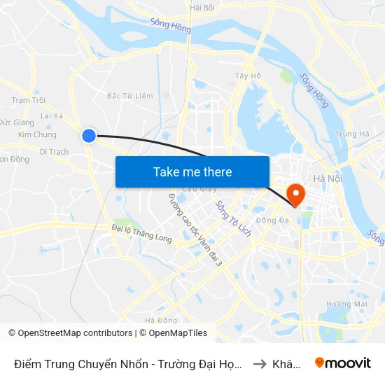 Điểm Trung Chuyển Nhổn - Trường Đại Học Công Nghiệp Hà Nội - Đường 32 to Khâm Thiên map