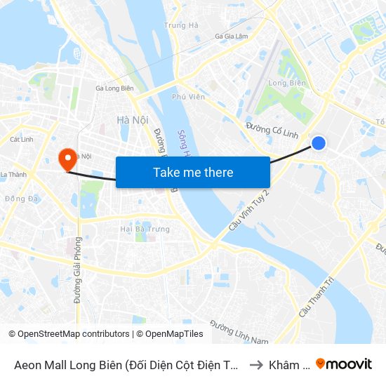Aeon Mall Long Biên (Đối Diện Cột Điện T4a/2a-B Đường Cổ Linh) to Khâm Thiên map