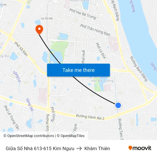 Giữa Số Nhà 613-615 Kim Ngưu to Khâm Thiên map